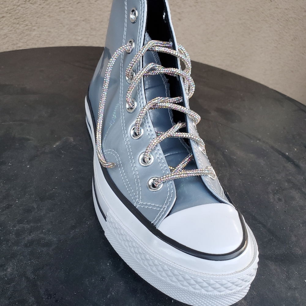 Brand new silver convers with glitter laces